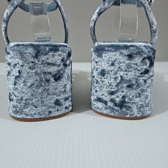 NEW Jeffrey Campbell Activate Sandal Chunky Platform Blue Crushed Velvet Size 8 - Picture 7 of 13